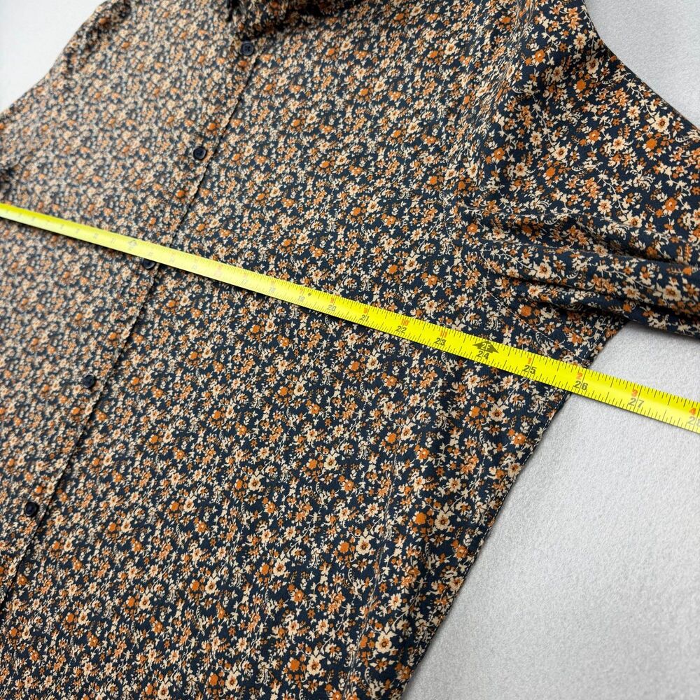 Express Floral Button Up Shirt Womens XL Navy Orange Ditsy Cotton Grandmacore - Picture 11 of 12